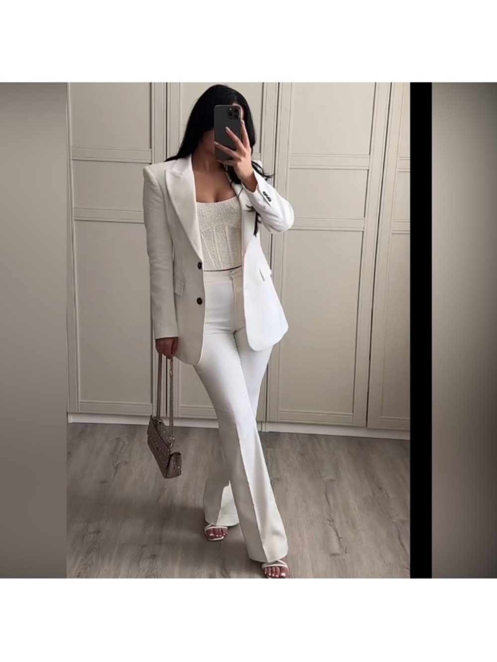Zara White High-Waist Flare Pants